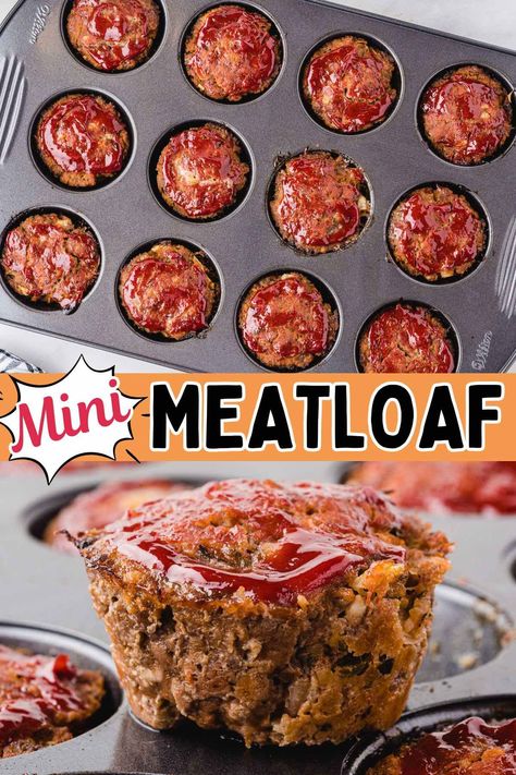 Muffin Pan Meatloaf recipes are forever a family favorite; it’s always fun to eat mini muffins when they’re served as the main meal! Easy to make for dinner tonight and freeze leftovers for later, this is the cutest way to cook comfort food in a fraction of the time as the less popular large loaf.#meatloaf #muffintin #mini Muffin Pan Meatloaf Recipes, Muffin Pan Meatloaf, Muffin Tin Meatloaf, Individual Meatloaf, Pan Meatloaf, Meatloaf Cups, Meatloaf Muffins Recipe, Freeze Leftovers, Mini Meatloaf Muffins