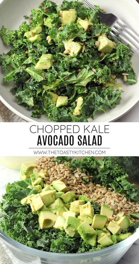 Kale Avocado Salad, Roasted Sunflower Seeds, Homemade Vinaigrette, Chopped Kale, Kale Salad Recipes, Simple Pantry, Avocado Salad Recipes, Pantry Ingredients, Fresh Salad Recipes