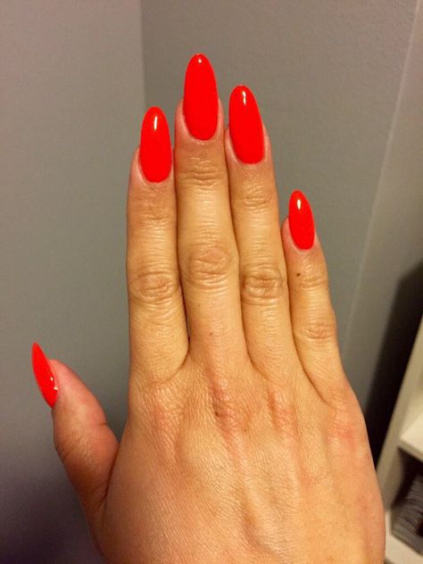 Fire red nails Vibrant Red Nails, Fiery Red Nails, Chili Red Nails, Red Hot Nails, Tomato Red Nails, Vermillion Nails, Fire Red Nails, Red Fire Nails, Orange Stiletto Nails