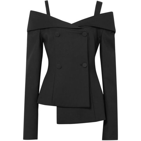 Off-White Off-the-shoulder twill blazer (£1,145) ❤ liked on Polyvore featuring outerwear, jackets, blazers, off white jacket, off the shoulder jacket, off white tuxedo, tux jacket and double breasted blazer Champagne Tuxedo, Off The Shoulder Blazer, Blazers Black, Shoulder Jacket, Off White Blazer, Double Breasted Tuxedo, Off White Jacket, Black And White Tuxedo, Tuxedo Women