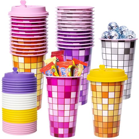 PRICES MAY VARY. Disco Cups: Get ready to bring the disco vibes to your next party with our Disco Party Cups! Each pack includes 24 cups, with 4 unique designs featuring dazzling disco-themed elements. Stand out from the crowd with our eye-catching disco ball cups that will add a touch of retro glamour to any event. Perfect for Disco Bachelorette Wedding Party Nightclub Bar, and more! Made from high-quality food-grade plastic, our Disco Party Cups are not only stylish but also durable. The integ Disco Ball Tumbler, Disco Party Favors, Disco Cups, Ball Party Decorations, Disco Ball Party, Disco Ball Cup, Disco Halloween, Disco Bachelorette Party, 70s Theme Party