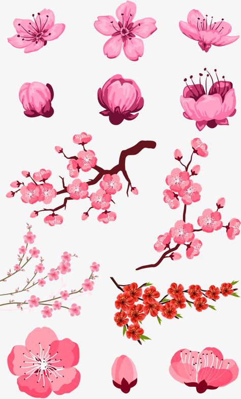 Sakura Simple Drawing, Peach Blossom Painting, Pink Flowers Drawing Simple, Chinese Art Simple, Cherry Blossom Flower Painting, Cherry Blossom Art Paintings, Mulan Flower Tattoo, Cherry Blossom Petals Tattoo, Chinese Flowers Drawing