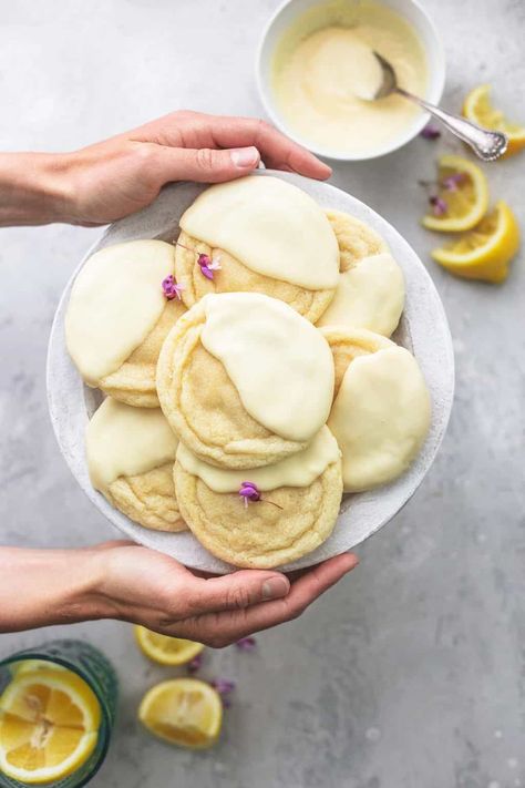 Snow-Capped Lemon Cookies | Creme De La Crumb Dipped Cookies, Lemon Cookies, Baking Sweets, Again And Again, Sweets Treats, Just Desserts, White Chocolate, Sweet Recipes, Cooking And Baking