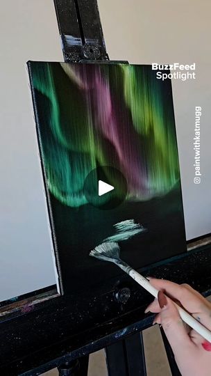 painting the northern lights | let @paintwithkatmugg transport you with her art | By BuzzFeedFacebook Northern Lights Drawing, How To Paint Northern Lights Acrylic, Northen Light Painting, Northern Lights Alaska, Acrylic Painting Canvas Northern Lights, Mini Canvas Art Northern Lights, Northern Lights On Black Canvas, Lights Painting, Northern Lights Painting