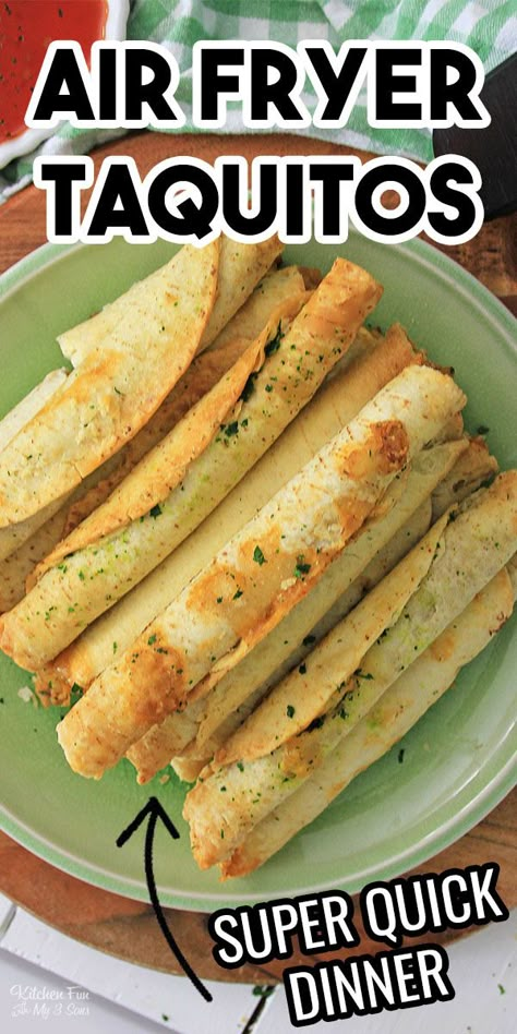 Air Fry Flautas, T Fal Air Fryer Recipes, Air Fryer Tamales, How To Make Taquitos, Air Fryer Taquitos, Food Air Fryer, Beans And Cheese, Fry Food, Taquitos Recipe