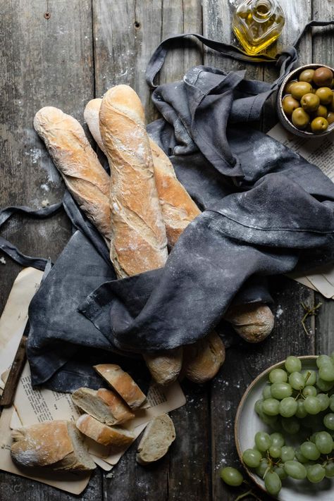 Homemade French Baguettes | #bread #frenchbaguette #baguetterecipe #homemadebread #frenchbread #poolish #breadrecipe #baguetterecipe #baking #foodphotography #foodstyling | twocupsflour.com Baguette Photography, Baguette Recipe, Bread Starter, French Baguette, Food Photography Styling, Artisan Bread, Bread Rolls, How To Make Homemade, Bread Baking