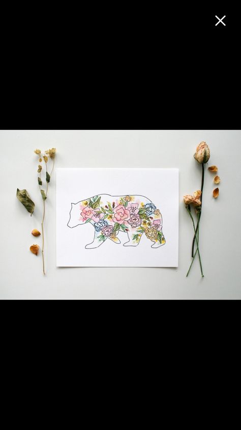 Flower Bear Tattoo, Bear With Flowers Tattoo, Bear Tattoos Feminine, Mama Bear Tattoo, Cliffs Tattoo, Just Breathe Tattoo, Bear Paw Tattoos, Pirate Ship Tattoos, Believe Tattoos