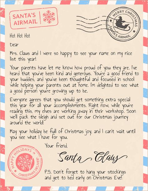 Quick & Easy Santa Letter Templates - Customize & Print for FREE Letters To Santa Ideas, Diy Letter To Santa, Elf Santa Letters, Santa Reply Letter Template, Letters From Santa To Kids Ideas, Diy Santa Letter, Christmas Letter To Santa Free Printable, Free Letters From Santa Printable, Santas Letter Template