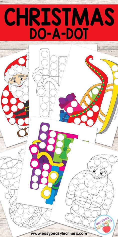 Christmas - Do a Dot Printables Website About Us, Animals Reading, Dot Marker Printables, Kids Christmas Coloring Pages, Christmas Lesson, Montessori Art, Dot Worksheets, Do A Dot, Christmas Kindergarten