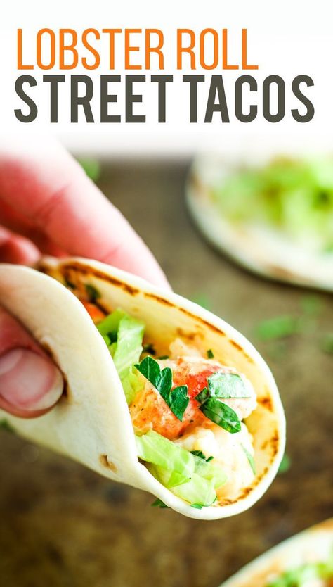 Lobster Roll Tacos – These disappear so quick, especially on game day! Lobster roll filling works perfect on flour tortillas. Great for New England Patriots themed food! #MissionPartyKit #ad @MissionFoodsUs Shrimp And Lobster Tacos, Lobster Wraps, Lobster Entree, Lobster Ideas, Rolled Tacos Recipe, Street Taco Tortillas, Seafood Lobster, Lobster Tacos, Lobster Roll Recipes