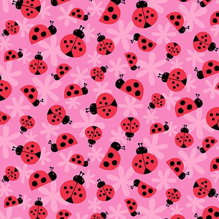 Ladybug Pink Sunshine Garden - 703081239269 Ladybug Wallpaper, Novelty Fabric, Earth Angel, Red Diamond, Fabric Book, All Kids, Rainbow Pattern, Lady Bug, Simple Patterns