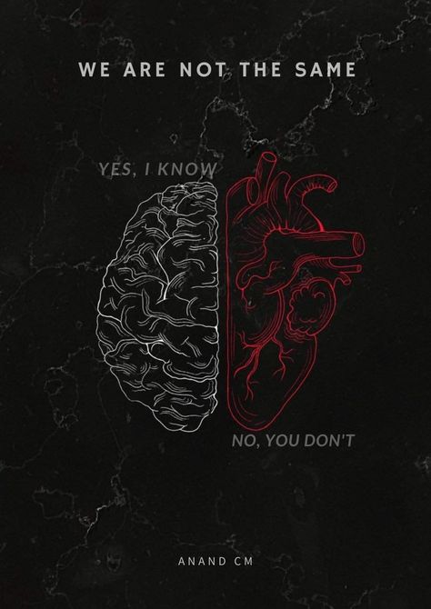 Some Times Your Heart Doesn't Know What Your Brain Already Know. Heart Vs Brain Art, Mind Vs Heart Quotes, Heart Brain Quotes, Heart And Mind Drawing, Heart And Brain Quotes, Brain Vs Heart, Heart Felt Quotes, Heart Vs Mind, Brain Overload