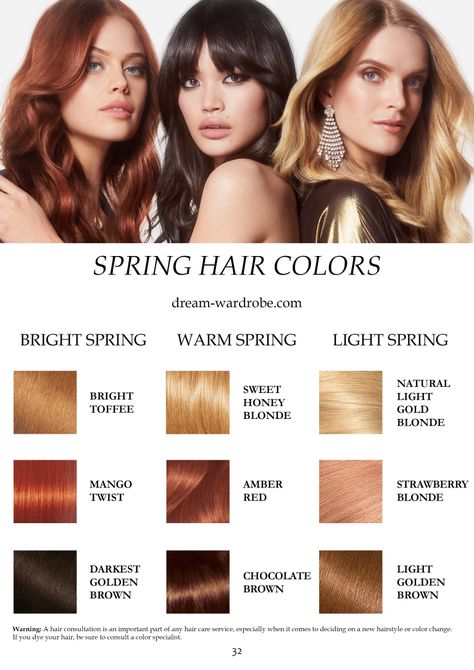 Best Hair Color For True Spring, Best Hair Colors For Spring Skin Tone, Light Spring Red Hair, Spring Tone Hair Colors, Spring Personal Color Hair, Hair Colors For Spring Skin Tones, Light Spring Hair Color Palette, Hair Colors For Bright Spring, Hair Color For Light Spring Skin Tone