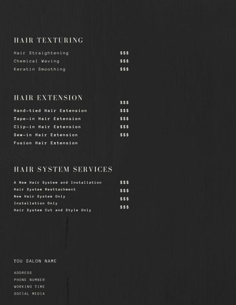 Hair Salon Price List, Hair Salon Prices, Keratin Smoothing, Salon Price List, Fusion Hair Extensions, Sew In Hair Extensions, Fusion Hair, Salon Names, Hair Extension Clips