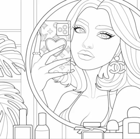 Girly Coloring Pages Aesthetic, Colouring Pages People, Cute Coloring Pages For Teens, Coloring Pages Y2k, Coloring Pages People, Coloring Sheets Aesthetic, Preppy Coloring Pages, Girly Coloring Pages, Y2k Coloring Pages