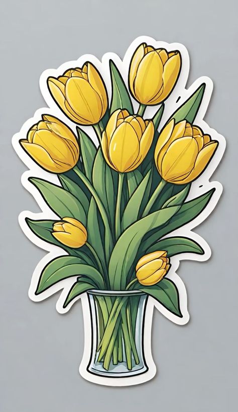 #tulips #spring . #Tulip_Sticker #Rococo_Aesthetic #Tufting_Diy #Happy_Birthday_Black Yellow Scrapbook Stickers, Tulips Stickers, Happy Birthday B, Yellow Stickers, Spring Stickers, Tulips Spring, Creative Stickers, Sticker Design Inspiration, Preppy Stickers