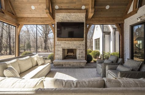 Backyard Deck Ideas, Creative Backyard, Living Pool, Screened Porch Designs, Outdoor Living Space Design, Outdoor Covered Patio, Outdoor Fireplace Patio, Outdoor Patio Designs, Backyard Fireplace