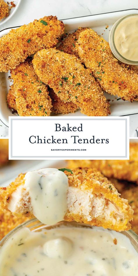 These EASY crispy Baked Chicken Tenders incorporate panko and mayo so they're super crunchy yet incredibly moist! Mayo Panko Baked Chicken, Moist Chicken Tenderloins, Chicken Tenders With Mayo And Panko, Simple Chicken Tender Recipes, Chicken Tender Recipes Baked Ovens, Breaded Baked Chicken Recipes, Homemade Breaded Chicken Tenders, Baked Breaded Chicken Tenders, Baked Crunchy Chicken