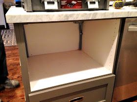 design dump: how to fake a built-in microwave Cabinet For Microwave Drawer, Built In Microwave Cabinet, Hidden Microwave, Microwave Design, Microwave In Island, Microwave Cabinet, Microwave Shelf, Microwave Drawer, Microwave In Kitchen