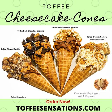 Cone Treats, Cheesecake Waffle Cone, Cheesecake Stuffed Waffle Cones, Cheesecake Waffle Cone Recipe, Waffle Cone Desserts, Cheesecake Stuffed Cones, Cheesecake Filled Waffle Cones, Dessert Cones, Cheesecake Cones Recipe