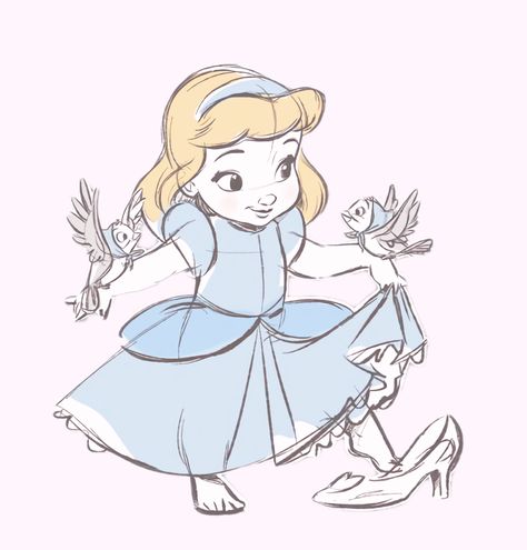 Cinderella Cute Drawing, Disney Princess Sketches Pencil, Cinderella Drawing Sketches, Cinderella Art Drawing, Princess Cartoon Drawing, Drawing Cinderella, Disney Drawing Ideas, Cinderella Painting, Cinderella Sketch