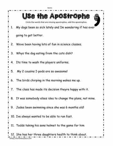 Apostrophe-Worksheet-3 Apostrophes Worksheet Grade 5, Punctuation Worksheets 5th Grade, Apostrophe Worksheets Grade 2, Punctuation Worksheets Grade 4, Apostrophes Worksheet, Punctuation Worksheets, Worksheets For Grade 3, Nouns Worksheet, English Grammar Worksheets