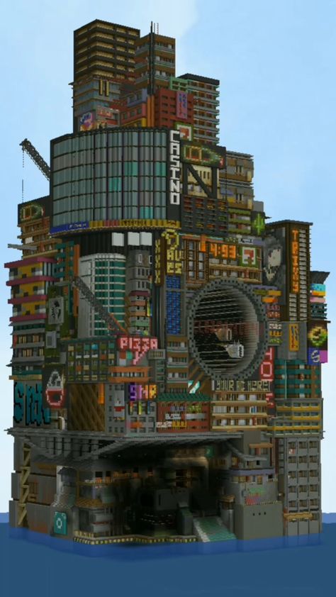 Minecraft Extreme Builds, Minecraft Dystopian City, Minecraft Cyberpunk Skyscraper, Minecraft Dumpster Design, Minecraft Cyberpunk Building, Cyberpunk Building Design, Minecraft Dystopian Builds, Minecraft Cyberpunk House, Minecraft Space Station