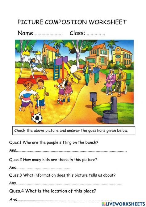 Easy Picture Composition For Kids, Picture Composition For Kids, Composition Worksheet, Worksheets For Grade 3, Picture Composition, 3 Picture, Long Books, India School, How Many Kids