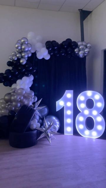 ✨Location d’articles pour vos événements on Instagram: "✨18th Birthday ✨ . . Des pneus, des chiffres lumineux pour un thème noir et argent, inspiration garage pour un futur mécanicien . Installation d’une arche de ballons @locandevent78 . . Chiffre lumineux : @univers_du_neon . Layer cake : @anais_fernandes__ . Merci à @isabellefernandes____ et @serge.fernandes.08 pour leur confiance Et un très bon anniversaire à leur fils Diego . . Nos articles disponibles en location pour vos événements . Contactez nous en message privé pour plus de renseignements . . #18thbirthdayparty #themenoiretargent #blackdecor #birthdayparty #balloongarland #guirlandeballons #locationdecoration" 18th Ideas, Three Hills, Garage Party, 18th Birthday Decorations, 18th Birthday Party, 18th Birthday, Layer Cake, Birthday Decorations, Birthday Parties