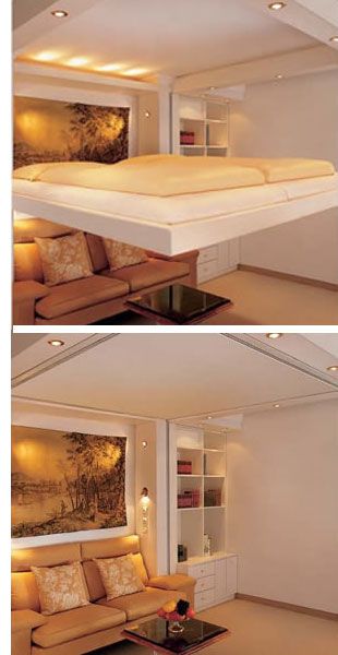 elevator-bed Elevator Bed, Murphy Bed Ikea, Murphy Bed Ideas, Modern Murphy Beds, Studio Storage, Murphy Bed Plans, Murphy Bed Diy, Ideas Ikea, Bed Plans