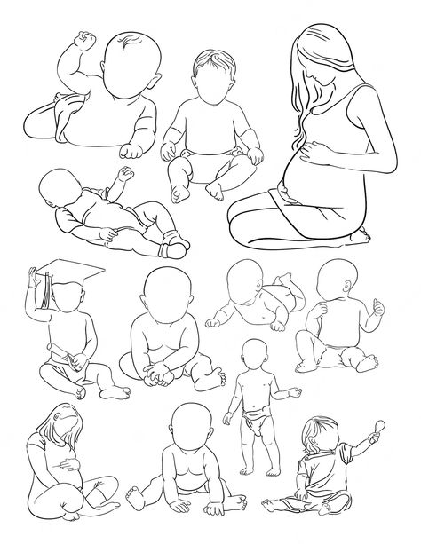 Premium Vector | Woman and baby line art Sketch Pencil Drawings, Baby Line Art, Drawing Baby, Background Baby, Art Demo, Sketch Pencil, Body Pose Drawing, Kid Character, Body Poses