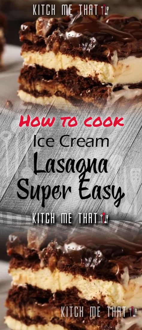 Ice Cream Lasagna | American Recipe to Try!! Ice Cream Lasagna, Easy American Recipes, Caramel Ice Cream Topping, Sugar Free Pudding, American Recipes, Ice Cream Sandwiches, Fudge Sauce, Ice Cream Toppings, Homemade Caramel