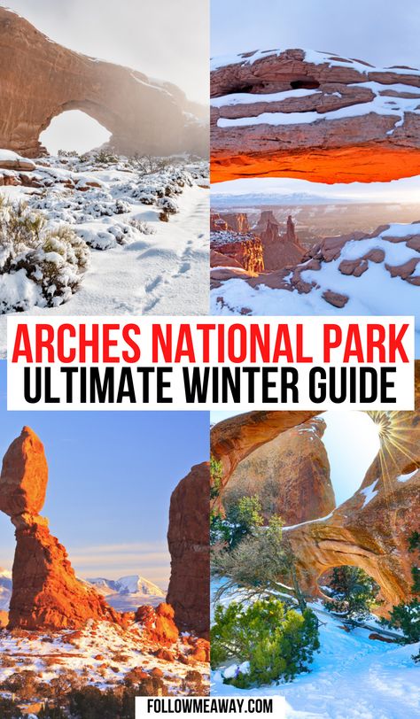 Utah National Parks In Winter, Arches National Park Winter, Arches National Park Photography, Arches National Park Hikes, National Park Hikes, Beautiful Places In Usa, Utah Parks, Utah Trip, National Park Photography