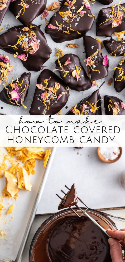 Chocolate Covered Honeycomb Candy, Chocolate Covered Honeycomb Recipe, Homemade Honeycomb, Honeycomb Recipe, Honeycomb Candy, Honey Candy, Candy Recipes Homemade, Summer Cooking, Chocolate Dessert Recipes