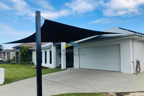 Driveway and Carport Shade Sails » Sunshine Coast Shade Sails Carport Shade, Porch Shades, Shade Sail Installation, Dream Backyard Garden, Car Shade, Carport Designs, Front Courtyard, Cozy Backyard, Diy Canopy