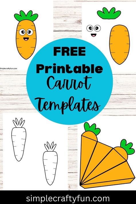 Free printable carrot templates in different sizes and shapes for crafts and Easter decorations Carrot Template Printable Free Pattern, Carrot Printable Template, Carrot Template Free Printable, Carrot Template, Carrot Party, Paper Carrots, Carrot Craft, Vegetable Crafts, How To Plant Carrots