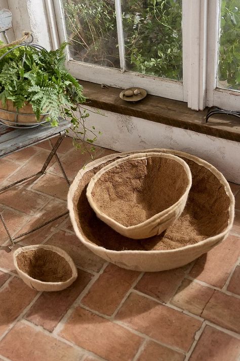 Water-Saving Natural Hanging Basket Liner | AnthroLiving Outdoor Hanging Baskets, Fall Hanging Baskets, Plant Troughs, Shed Signs, Water Tray, Small Lanterns, Basket Liners, Water Saving, Easter Shopping