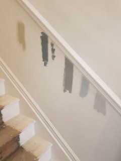 Hallway Decorating With Dado Rail, Lounge With Dado Rail Decorating Ideas, Dado Rail Stairs Hallways, Modern Dado Rail, Two Tone Hallway With Dado Rail, Half Painted Wall Dado Rail, Dado Rail Colour Schemes, Dado Rails In Hallways, Hall Dado Rail Hallways