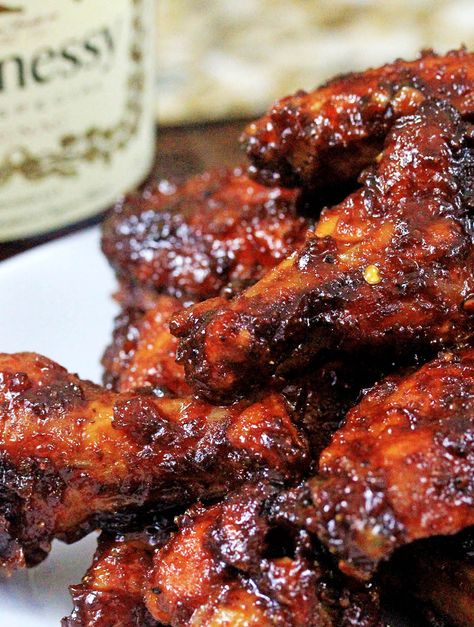 Orange-Henny BBQ Wings via @carnaldish Henny Wings Recipe, Honey Bbq Wing Sauce Recipes, Hennessy Bbq Sauce Recipe, Hennessy Wings Recipe, Spicy Honey Bbq Wings, Hennessy Wings, Hot Honey Peach Chicken Wings, Wings At Home, Wings Crispy