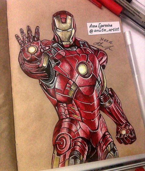 Marvel Art Drawings, Marvel Paintings, Kids Projects, Marvel Art, Colorful Drawings, Disney Art, Projects For Kids, Colored Pencils, Iron Man