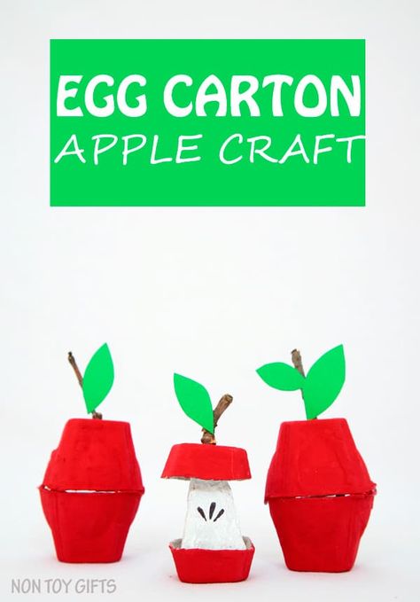 Apple Craft For Kids, Egg Carton Art, Recycling For Kids, Preschool Crafts Fall, Apple Craft, Apple Activities, Non Toy Gifts, Egg Carton Crafts, Easy Fall Crafts