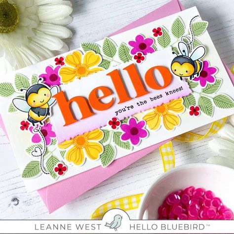 Hello Bluebird Bee Happy, Hello Bluebird Cards, Hello Bluebird, Bee Cards, Color Challenge, Bees Knees, Bee Happy, Colour Board, Animal Cards