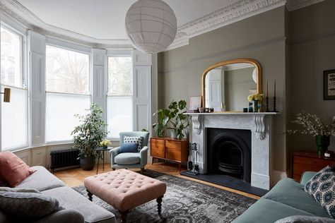 Beth Dadswell, Victorian Living Room Ideas, London Flat Interior, Imperfect Interiors, Edwardian Living Room, Edwardian Homes, 1930s Living Room, Living Room Layouts, Large Family Home