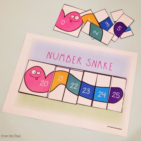 Number Snake - forward and backward number sequences / counting Snake Kindergarten, Dark Violet Red Hair, Counting Backwards Activities, Burgundy Hair Dark, Violet Red Hair, Number Snake, Violet Hair Color, Sequence Game, Counting Backwards