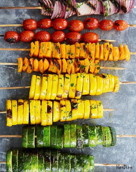 20 Ketogenic Grilling Recipes to Make This Summer - PureWow Hot Dog Sides, Vegetarian Grilling Recipes, Side Dishes For Fish, Grilled Vegetable Recipes, Vegetarian Grilling, Vegetable Skewers, Veggie Skewers, Skewer Recipes, Low Carb Vegetarian