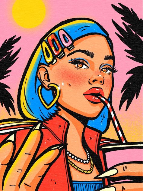 Comic Painting Pop Art, Procreate Drawing Inspiration, Birthday Ideas For Husband, Portrait Illustration Art, Pop Art Aesthetic, Girly Illustration, Creative Birthday Ideas, Pop Art Images, Iphone Wallpaper Aesthetic