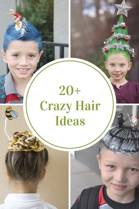 Hair Ideas| Crazy Hair Day Ideas - The Idea Room Crazy Hair Ideas, Hair Ideas For Kids, Whoville Hair, Crazy Hair For Kids, Crazy Hair Day Ideas, Crazy Hairstyles, Wacky Hair Days, Idea Room, Crazy Hair Day