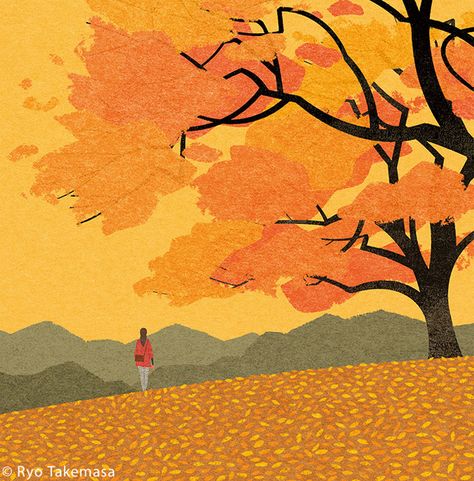 NON November 2018 - cover illustrations by Ryo Takemasa October Painting, November Design, Ryo Takemasa, November Art, Fall Illustration, Autumn Illustration, Fall Art, Tree Illustration, Art And Illustration