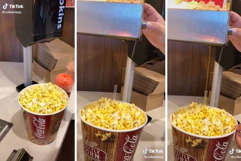 Movie Theater Hacks, Cooking Popcorn, Movie Theater Snacks, Theater Popcorn, Movie Theater Popcorn, Pint Of Ice Cream, Movie Popcorn, Movie Hacks, Buttered Corn