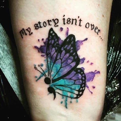 Butterfly And Medusa Tattoo, Tattoo Ideas Transformation, Music Tattoo Cover Up Ideas, Mental Health Butterflies Tatoos Ideas, Butterfly Recovery Tattoo, Easy Tattoos For Beginner Artists, Sun Semicolon Tattoo, Pots Awareness Tattoo, Semi-colon Tattoo Butterflies